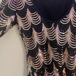 Holiday Party Dress, Low Back, Tight Fitting, SEQUIN